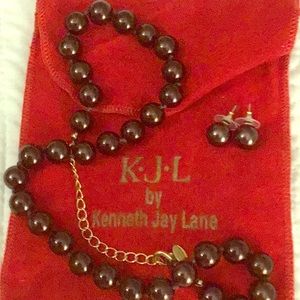 Kenneth Jay Lane chocolate pearl Set
